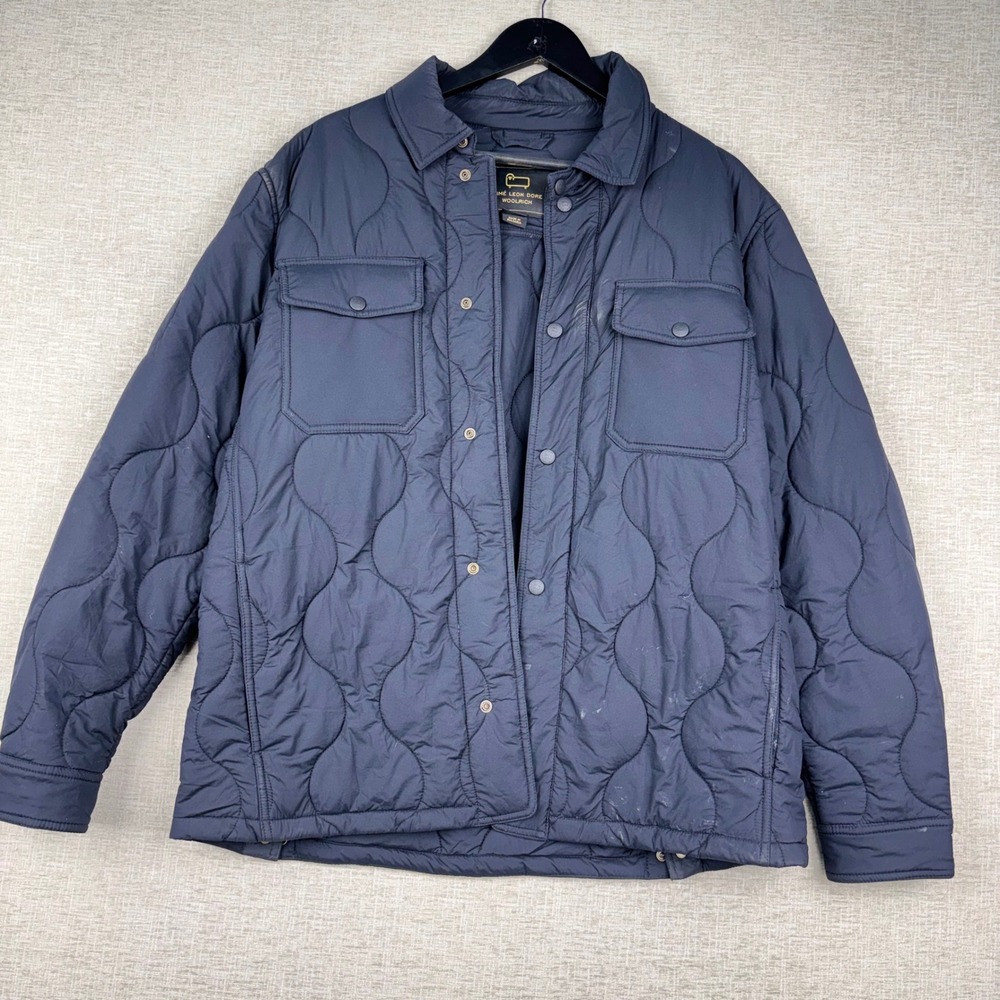 Aime Leon Dore Woolrich Quilted Overshirt Navy Blue Mens L Onion Quilt Jacket